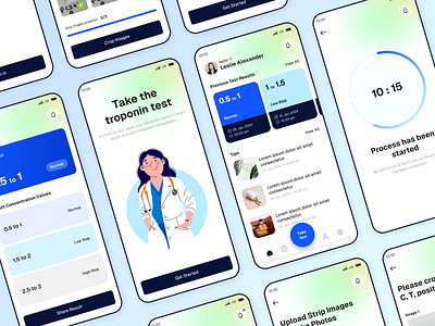 ML based Healthcare app design 🚀 app app design blue cardiai cnn model design healthcare machine learning medical medical test mobile app ui design uiux ux design web white