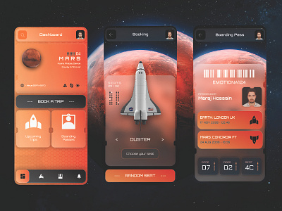 Intergalactic Travel Agency App UI Design app branding design graphic design illustration ui ux