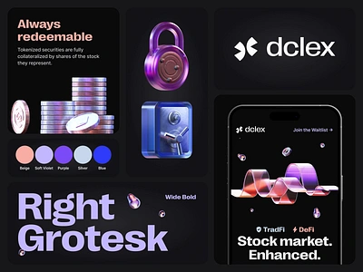 Branding for DCLEX Trading Platform 3d illustration animation blockchain brand identity branding crypto futuristic gradient innovative key visual logo logo design motion graphics secure stock market trading visual identity