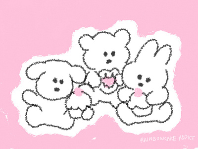 Come and join me animal bear behappy cakes character cutedesign dog drawing editorial handdrawn happy illustration kawaii loneliness mentalhealth mentalillness pink rabbit