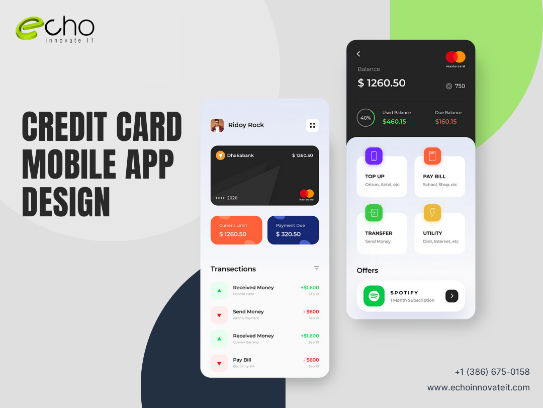 Credit Card Mobile App by Echoinnovate IT Custom Software & App