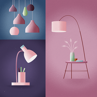 Lamps adobe illustrator adobe photoshop design digital illustration grain texture illustration interior lamp