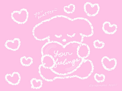 You matter character cutedesign digitaldrawing dog drawing handdrawn heart illustration kawaii love mentalhealth mentalwellbeing pink