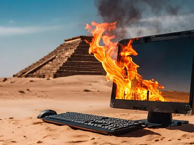 Burning Desktop ai digital art ai generated animation artificial generations branding burning design design inspiration desktop explainer video flat design fresh design illustration inspiration minimal runway ml ui