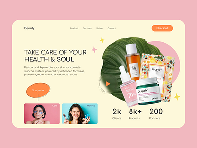 Cosmetics website Hero Section Web Design branding design e commerce landing page ui web design