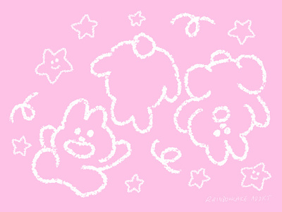 As A Fighter character cutedesign digitaldrawing drawing editorial handdrawn illustration kawaii linedrawing mentalhealth mentalillness pink rabbit star