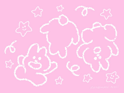 As A Fighter character cutedesign digitaldrawing drawing editorial handdrawn illustration kawaii linedrawing mentalhealth mentalillness pink rabbit star