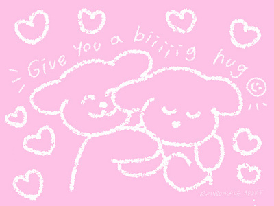 Give you a biiiiig hug character cutedesign digitaldrawing dog drawing handdrawn heart hug illustration kawaii makeyousmile mentalhealth mentalwellbeing pink smile