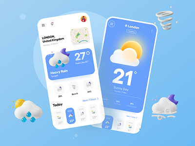 Weather App 3d adobexd app design blue clean cloud design location modern design new popular sun temp ui ui design ui ux design ux design weather weather app