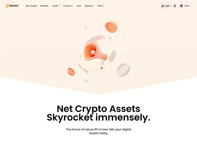 Beenet Crypto Exchange Platform 3d 3d animation 3d element 3d illustration animation crypto crypto platform illustration landing page ui ui animation ui design web design website xrypto exchange