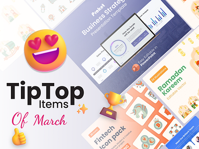 TipTop Items of March. branding business graphic design icon illustration powerpoint templates