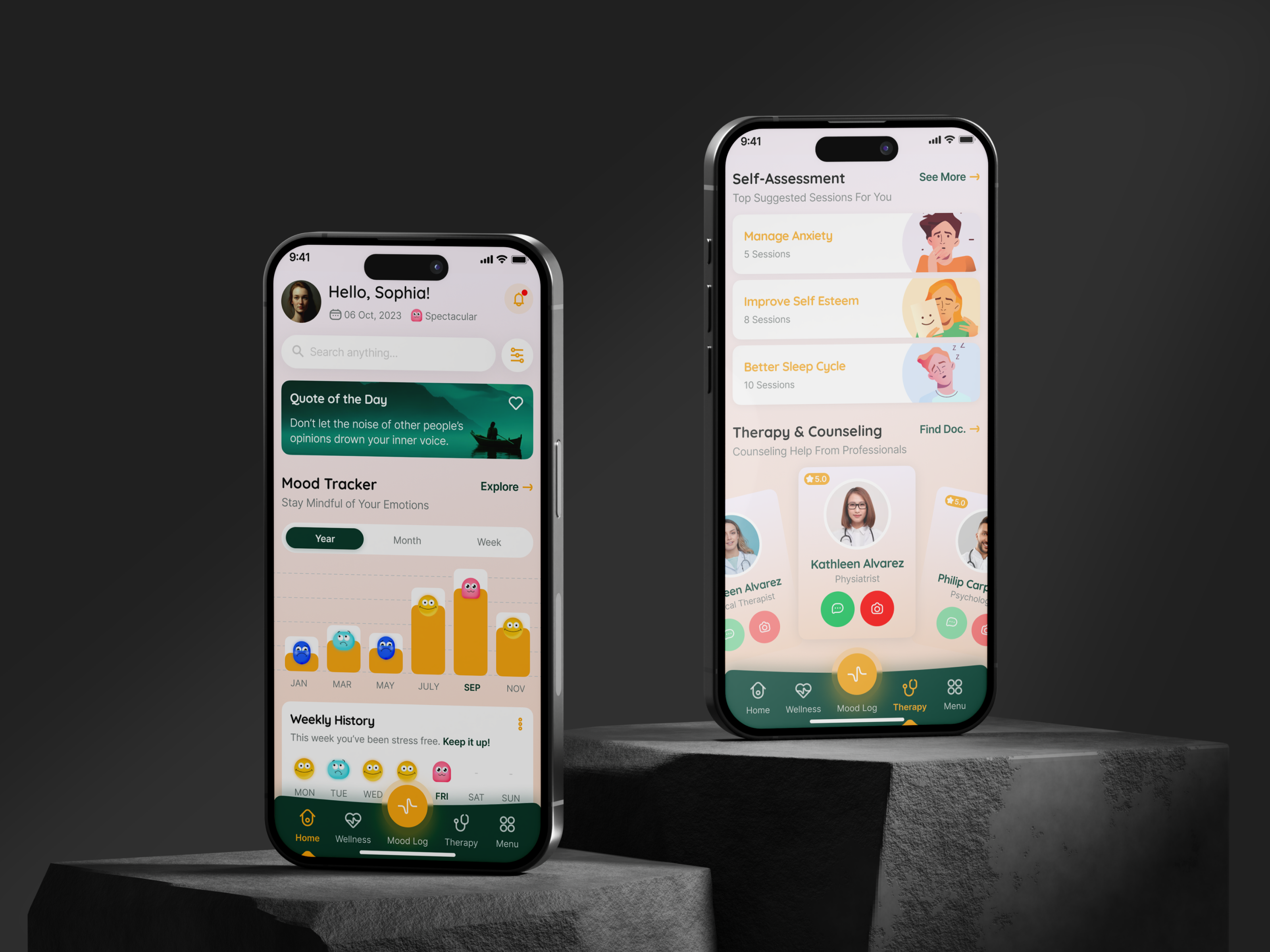 Example of Minimal Mobile App, Screens UI Design