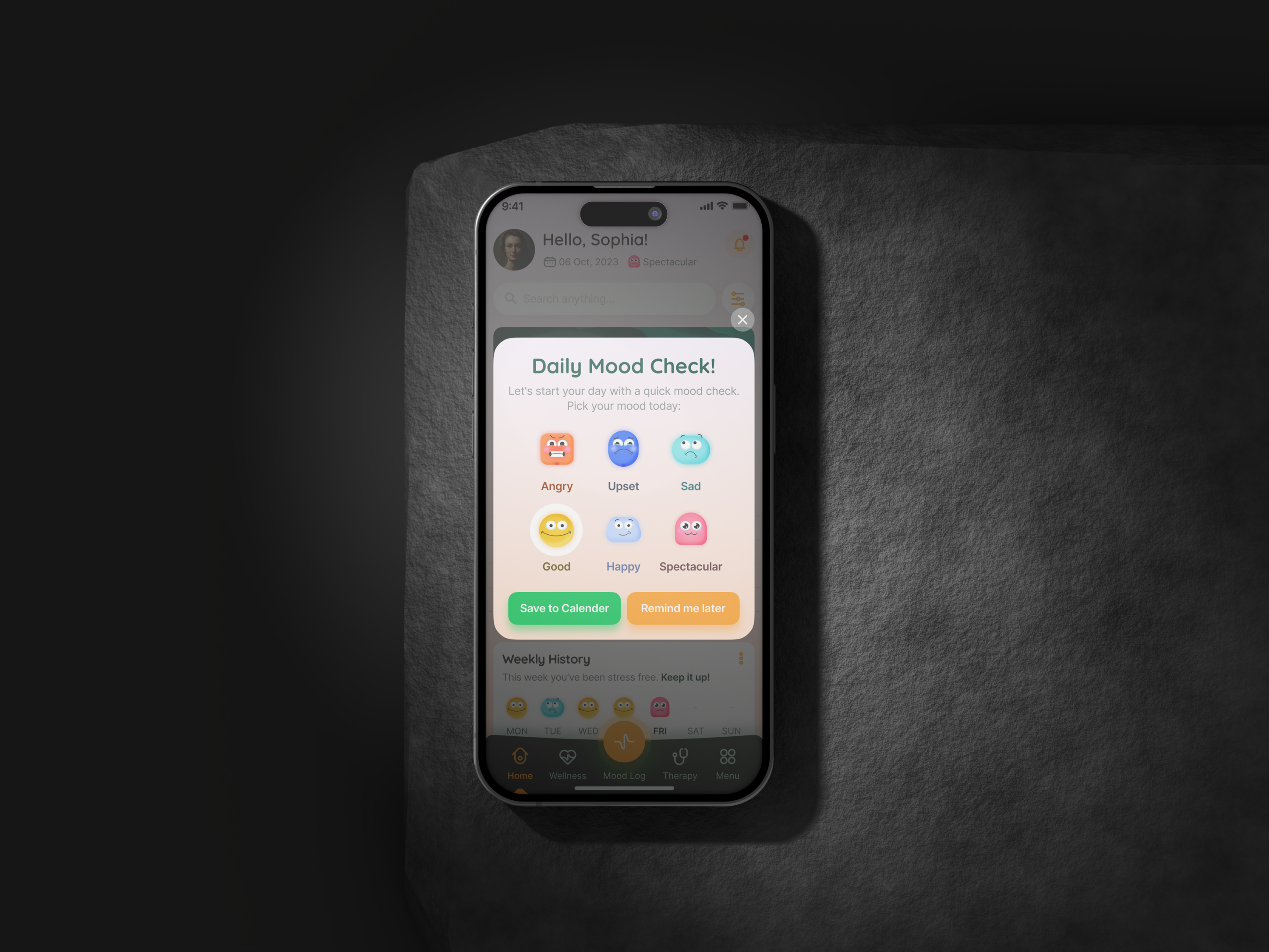Example of Minimal Mobile App, Screens UI Design