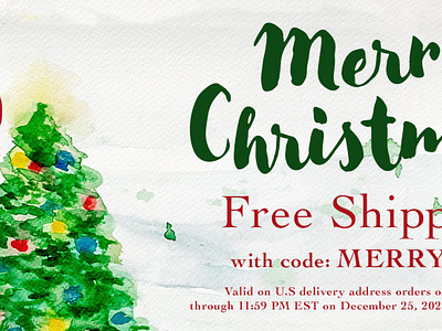 Christmas Free Shipping Banners christmas design illustration typography watercolor