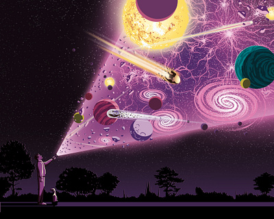 Universe 2d astrophysics character conceptual digital editorial folioart illustration space stephan schmitz