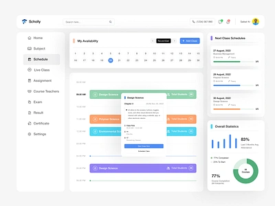 Education Management System application branding business class courses design education management learning management lms online platform research saas schedule statistics student ui ux web web app website