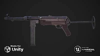 Submachine gun MP 38 40 3d model Unity UNREAL ENGINE