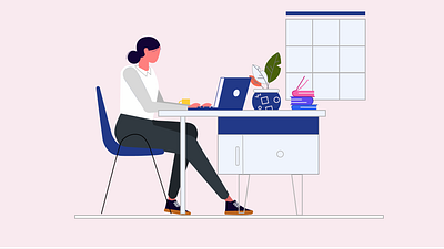 Girl working on desk 2d animation after effect animation graphic design illustration motion graphics