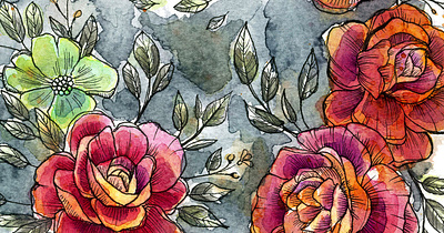 Falling Roses. Watercolor Artwork aesthetic art artwork draw drawing drawn flourish flower hand illustration ink painting watercolor