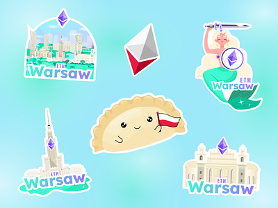 ETH Warsaw Stickers - Visual Identification Cryptocurrency bitcoin blockchain branding btc city coins cryptocurrency eth ethereum graphic design illustration modern stickers ui vector visual identyfication warsaw