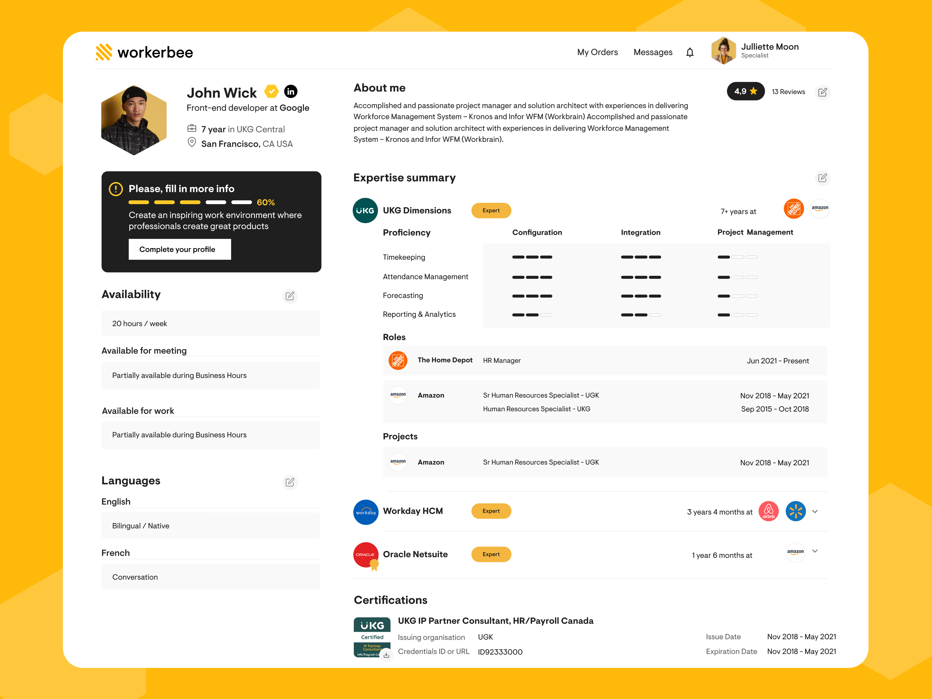 Digital marketplace for software consultants account barnding consulting dashboard employee experience job search junior profile senior ui worker