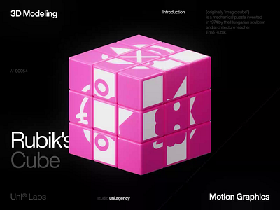 Rubik's Cube 3D Concept 3d 4d agency animation blender c4d cinema concept cube design fonts graphics motion pink render rubik tech top trend typography