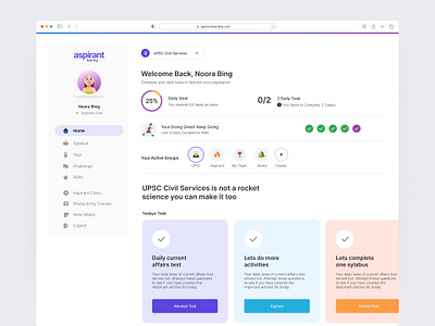 Students Dashboard - Aspirant Learning dashboard landingpage learning student ui ux webdesign website