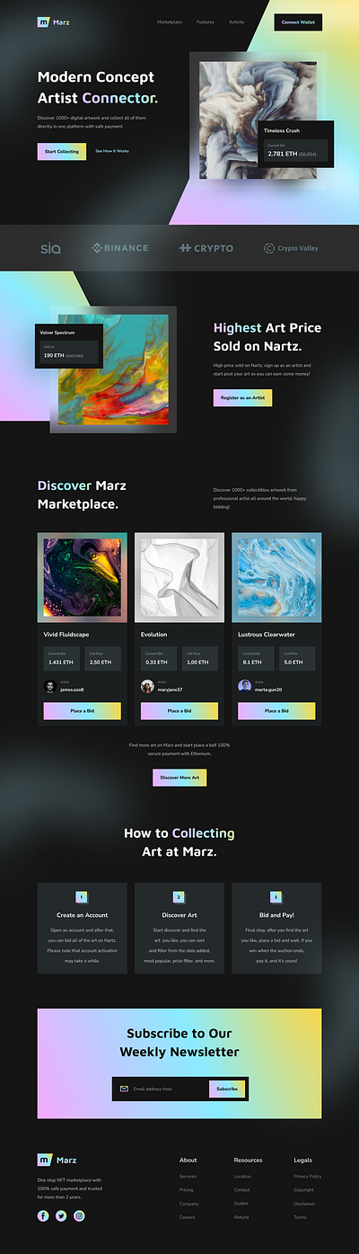 Landing Page for marketplace crypto landingpage marketplace nft web web3