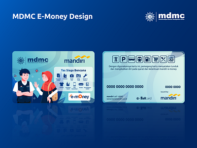 MDMC E-Money Card Design bank mandiri credit card debit card flat illustration graphic design illustration mdmc muhammadiyah volunteer