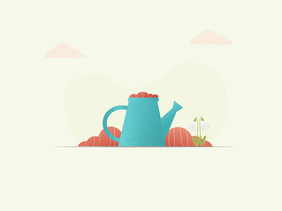 Spring is upon us 🌱🌼🦋 2danimation adobe after effects adobe illustrator animated animation bend branches butterfly byjane.creative cute dribbble grain greenery illustration pastel snowdrop spring sprout texture watering can