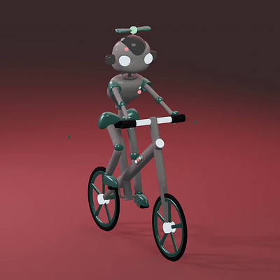 robot cycling 3d animation robot