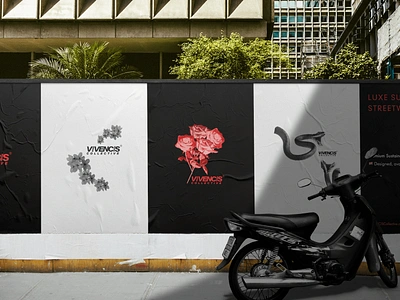 Clothing Brand Billboard Design: VIVENCIS advert agency app design billboard brand branding branding design design design agency flowers graphic design graphics logo mockup modern poster print design red ui wall