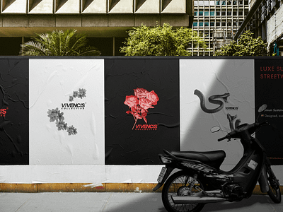 Clothing Brand Billboard Design: VIVENCIS advert agency app design billboard brand branding branding design design design agency flowers graphic design graphics logo mockup modern poster print design red ui wall