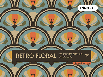 Retro Floral Seamless Patterns art nouveau background botanical classic design download eps floral flower illustration pattern pixelbuddha retro seamless vector vintage