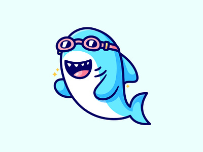 Shark 🦈 animal cartoon character cute doodle fish illustration mascot meg megalodon ocean sea sea world shark summer swim vector