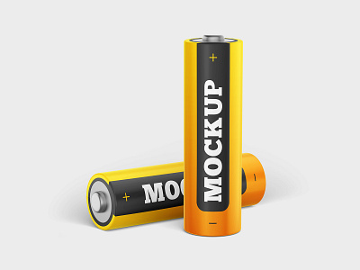 AA Battery Mockup Set accumulator alkaline backing batteries battery charge container electrical electricity energy logo mockup mockups power product recharge voltage