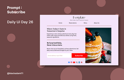 Daily UI Day 26 Subscribe culinaryadventure dailyui designchallenge foodie interfacedesign subscriptionservice ui uidesign userexperience webdesign