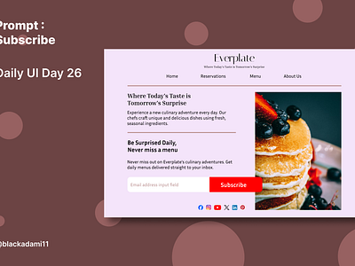 Daily UI Day 26 Subscribe culinaryadventure dailyui designchallenge foodie interfacedesign subscriptionservice ui uidesign userexperience webdesign