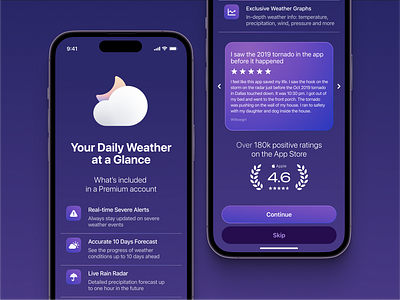 Premium Weather App app branding feature screen features icon icons premium reviews screen subscription ui weather weather app