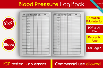 Blood Pressure Log Book • KDP blood pressure blood pressure log book bundle pages graphic design interior designs kdp kdp kdp interior kdp interior template kdp tested low content design medical book notebook paper