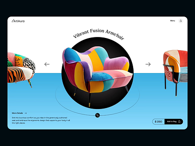 ArtiAura Furniture Website Concept 3d animation branding e commerce furniture logo motion graphics product ui ux