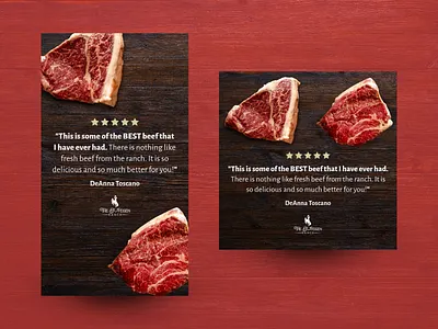 The Hufeisen Ranch Testimonial Ads 5 star ad advertisement beef branding design facebook facebook ad graphic design logo meat meta meta ad photoshop ranch review review ad testimonial testimonial ad wagyu beef
