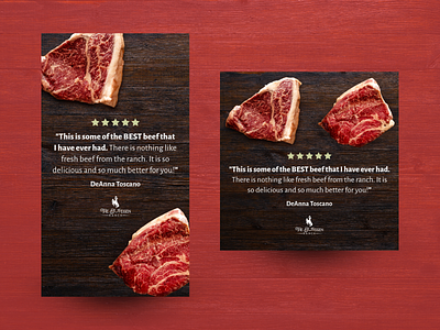 The Hufeisen Ranch Testimonial Ads 5 star ad advertisement beef branding design facebook facebook ad graphic design logo meat meta meta ad photoshop ranch review review ad testimonial testimonial ad wagyu beef