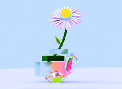 Floral Gems 3d bright colorful compostion floral flower gems graphic design happy joy motion graphics nature purple spring yellow