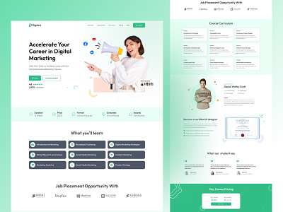 Digital Marketing Landing Page 3d animation apps behance branding dashboard design digital marketing dribbble e learning graphic design green illustration landing page logo motion graphics ui user ux vector