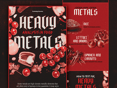 Heavy Metals - infographic on food analysis collage design concept food graphic design gritty heavy metal infographic