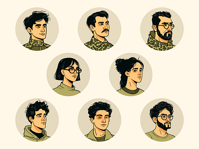 Avatars avatar cartoon character emale face glasses graphic design hair hairstyle hand drawn human illustration male man people picture portrait profile woman