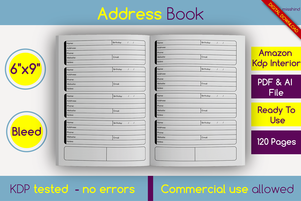 Address Book • KDP Interior address book address book template bundle pages design digital paper graphic design kdp kdp interior kdp interior template low content design new design kdp notebook paper organizer