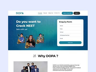 Dopa Homepage - Website Design dopa entrance coaching platform figma shadesigns uidesign webdesign websitedesign
