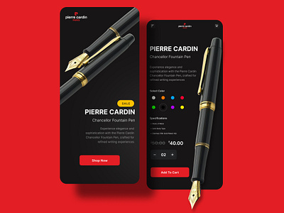 Pen App design - Pierre Cardin animation app design application design branding iphone app design pen pen app design red color design ui ui ux design ux web design